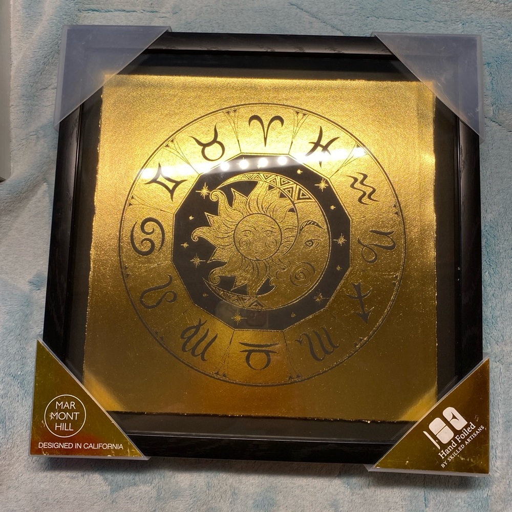 Gold  / Black Zodiac Wall Art 12” square